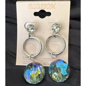 Mint Faux Blue Crystal Gold Rhinestone Earrings Dangle Party Wedding Cruise NEW